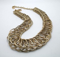 Vintage RJ Graziano modernist interlocking rings statement necklace