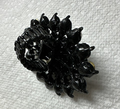 Black Faceted Rhinestone Oval Costume Statement Cocktail Ring Stretch Band r4