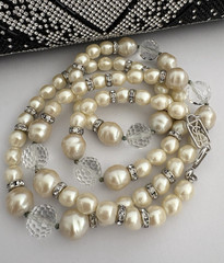Vintage YSL Yves Saint Laurent Necklace Long Opera Faux Baroque Pearl Choker