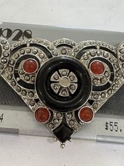1928 Vintage Large Glitzy Earrings and Brooch