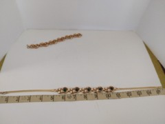 Vtg Green And Clear Rhinestone Necklace Bracelet Set Gold Tone Fold Over Clasp