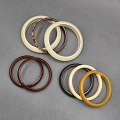 Vintage Earthy Bangle Bracelet 8″-9″ Rootbeer Butterscotch Lucite Plastic Set 8