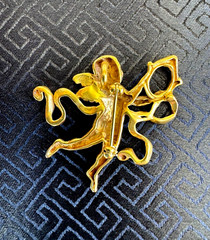 Vtg Metropolitan Museum of Art Cherub Pin 24K Gold Plated w Original Paperwork
