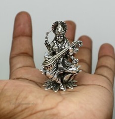 925 sterling silver Goddess Saraswati statue, figurine, puja article art121
