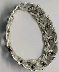 Vintage Coro Bracelet Linked Silver Tone Textured Chain Geometric 6.25 in