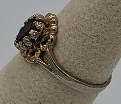 14KT GE ESPO Ring Purple Oval Stone Gold Tone Womens 4.75