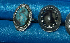 Vtg Multi Color Stone Tone Ring Adjustable Lot R3155