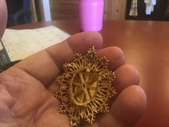 HTF Unique Francois pendant- Brooch Pin cameo-rhinestones-black stone-Signed