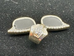 Yellow Gold Plated Enamel Sunglasses Necklace Pendant Rhinestone