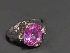 Vintage Clark & Coombs Sterling Silver Pink Topaz Ring Size 5.75