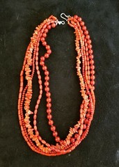 Unique Coral Necklace of 5 Various Shaped Strand by CL (1337)