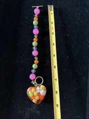 Vintage 90s Bubble Acrylic Gold Tone Heart Bracelet