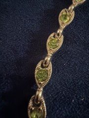 Bogoff Necklace Choker Rhinestone Silver Tone 15.5 in Length Lime Green F