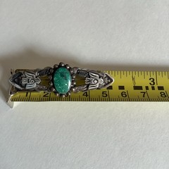 Vintage Fred Harvey Era Green Turquoise Sterling Thunderbird Concho Brooch Pin