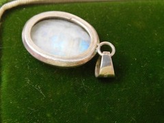 Sterling Silver Blue Moonstone Large Oval Pendant 20x24mm 9f 99