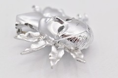 Vintage Sun Moon Mask Abstract Brooch Pin Silver Tone Art Chunky 1980s BinBK