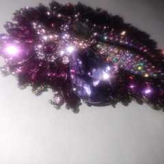 Large Heavy Purple Rhinestone Paisley Shaped Brooch Purple Missing Middle Stone