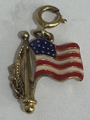 Vintage Monet Enameled Brass American Flag Charm Bracelet