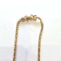 Goldette Vintage Gold Tone Bamboo Link Choker Necklace Fold Over Clasp 10″