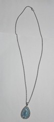 Vintage Antique Silver-Tone Necklace with Turquoise Teardrop Pendant”