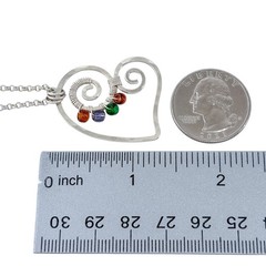 Vintage Sterling Silver 925 Glass Bead Pendant Spiral Heart Necklace 18.5″