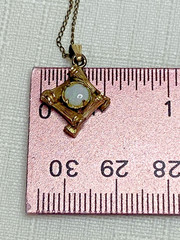 VINTAGE 12K GF Opal Pendant Necklace Bamboo Frame Gold Filled 22in Chain