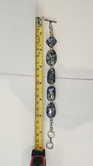 VINTAGE ABALONE 925 STERLING SILVER BRACELET 7+8 Inch Adjustable GORGEOUS…