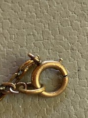 RARE Antique Brass CZECH Unique Necklace Tassel Stone Chatelaine Pulley Fob