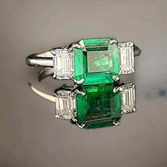 14K White Gold Natural Emerald Ring 1.73ct Radiant Cut w/ 0.80ct Diamond Accents