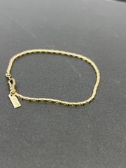 Vintage 8” Gold-Plated Flat Chain Bracelet with Tag “18K GP