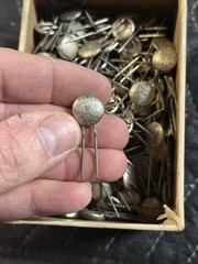 1 NOS Victorian Silver tone plate Double-pronged Hair Hat pins scarf Doily