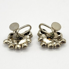 Clear Rhinestone Climber Sparkle Prism Fancy Event Vintage Screwback Earrings