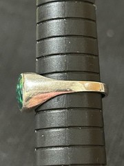 Vintage 925 Sterling Silver Signet Style Ring With Malachite Size 8.5