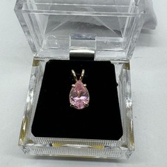 Vintage Gold Tone Pink Ice Pendant Pear Shape Fashion