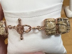 Jasper Signed JZ Tennis Bracelet And Ring Set Matching Rose Gold Tone Plated