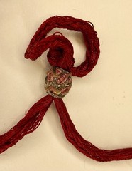 Vintage Indian Hand Woven Garnet Bead Rope Necklace Adjustable Length Knot 38gr