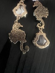 Betsey Johnson White Pearl Seahorse Earrings and Necklace Set – Rare – O4