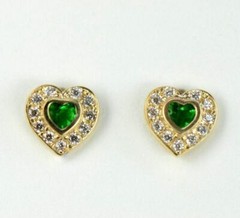 14k Solid White Gold Halo Heart Stud Earrings