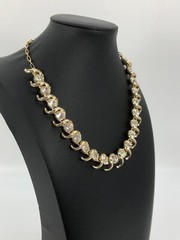 VTG Gold Tone Collar Necklace Rhinestones Adjustable Length Mid-Century Coro??