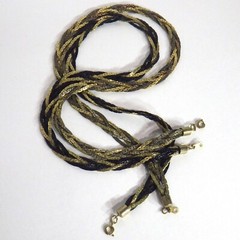 Set of 2 Vintage Flat Braided Necklaces Serpentine Chain Gold/Black/Silver 24″