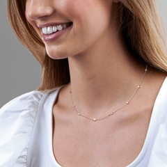 Vintage .75 ct. t.w. Bezel-Set Diamond Station Necklace in Platinum. 17 inches