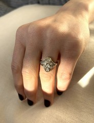 Vintage 14k white gold diamond and deco filigree ring