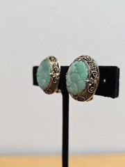 Antiqur Qing Dynasty China Export Jaditte Sterling Earrings