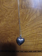 VINTAGE THAI Sterling Silver Mother of Pearl Markasite Heavy Locket 18” Chain
