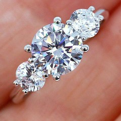 2.30Ct White Round Cut Moissanite Engagement Ring 14k White Gold Finish