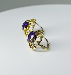 Vintage 14K Yellow Gold 1.00ct Amethyst Halo Jacket Women’s Earring