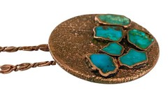 VINTAGE BELL TRADING POST Solid Copper TURQUOISE Pendant Fancy Link Necklace