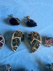 Lot 7 Pr Vintage Clip Earrings Lisner, Kramer, Weiss & Haskell & Lisner Necklace