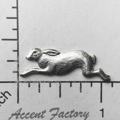42144 – 2 Pc Running Rabbit Brass Jewelry Finding Silver Ox