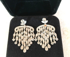 Lauren Conrad LC Silvertone Chandelier Dangle Clear Crystal Pierced Earrings